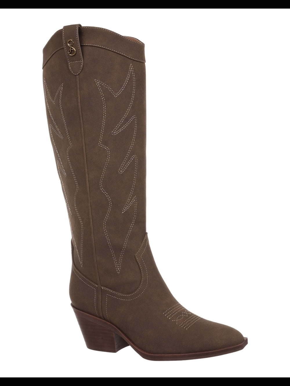 Sam & Libby Brown Western Knee-High Boot with Stitched Detail